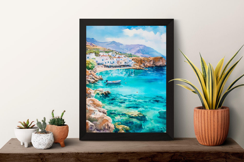 Crete Watercolor Poster Greece Travel Print Wall Art Home Decor Gift Greek Isle Souvenir Knossos Beach Balos Wall Decor Hanging