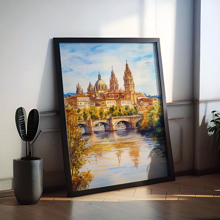 Salamanca Watercolor Poster Spain Travel Print Wall Art Home Decor Gift Spanish City University Plaza Wall Decor Hanging