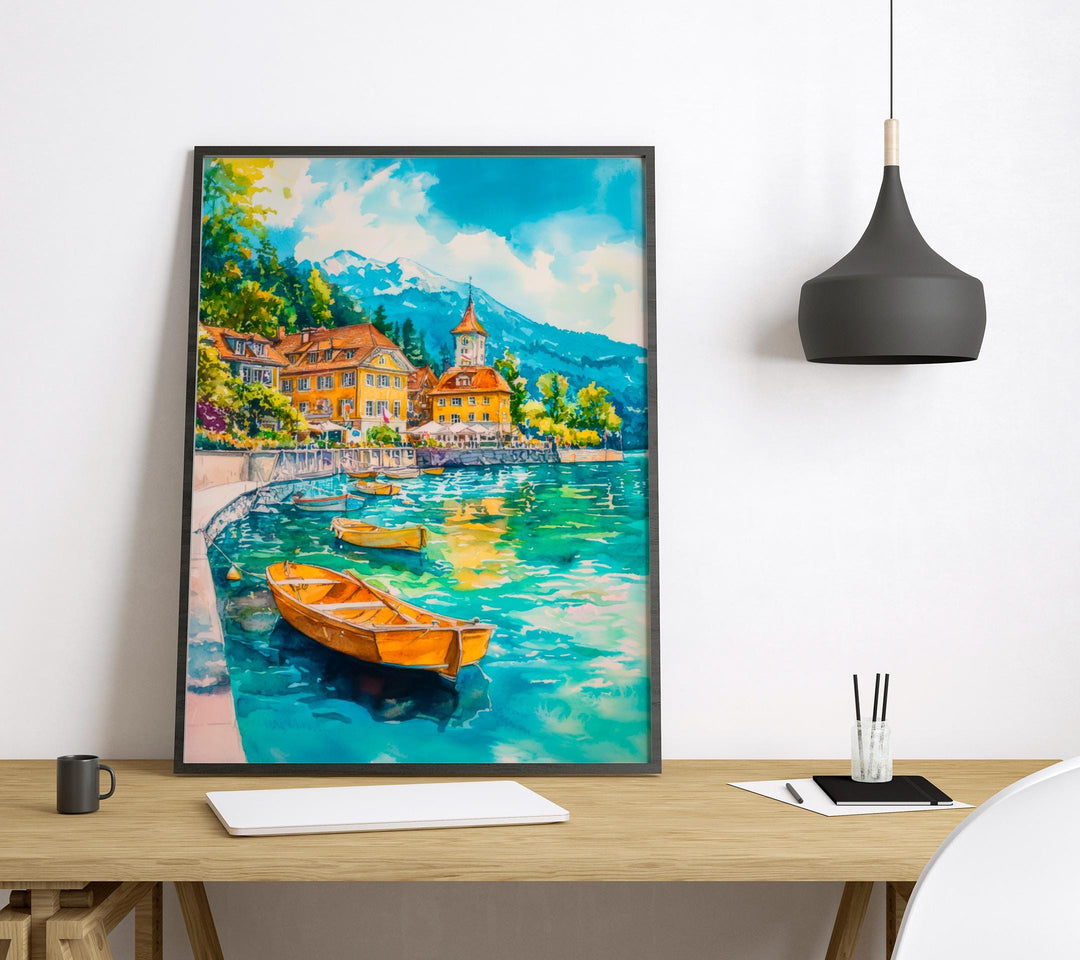 Vevey watercolor poster Wall Art Vevey Wall Hanging Home Décor Vevey Gift Art Lovers Switzerland Art Lover Gift Switzerland wall art