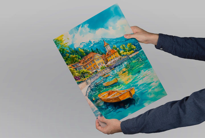 Vevey watercolor poster Wall Art Vevey Wall Hanging Home Décor Vevey Gift Art Lovers Switzerland Art Lover Gift Switzerland wall art
