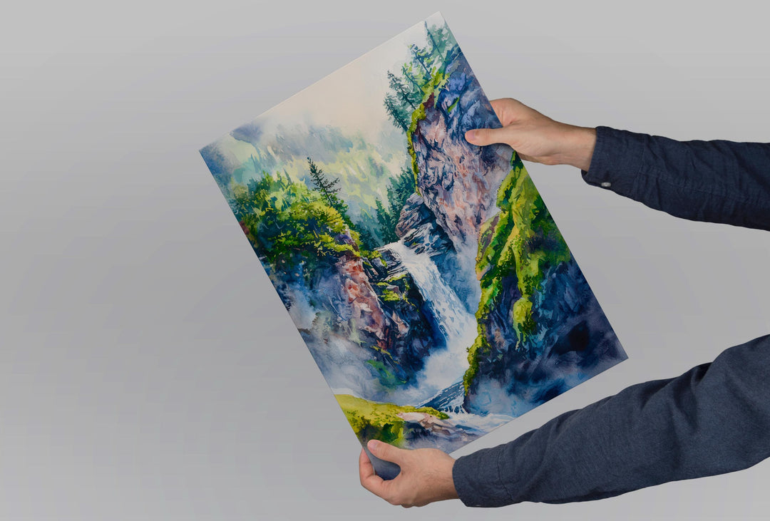 Reichenbach Falls watercolor poster Wall Art Reichenbach Falls Wall Hanging Home Décor Reichenbach Falls Gift Art Lovers Switzerland Art