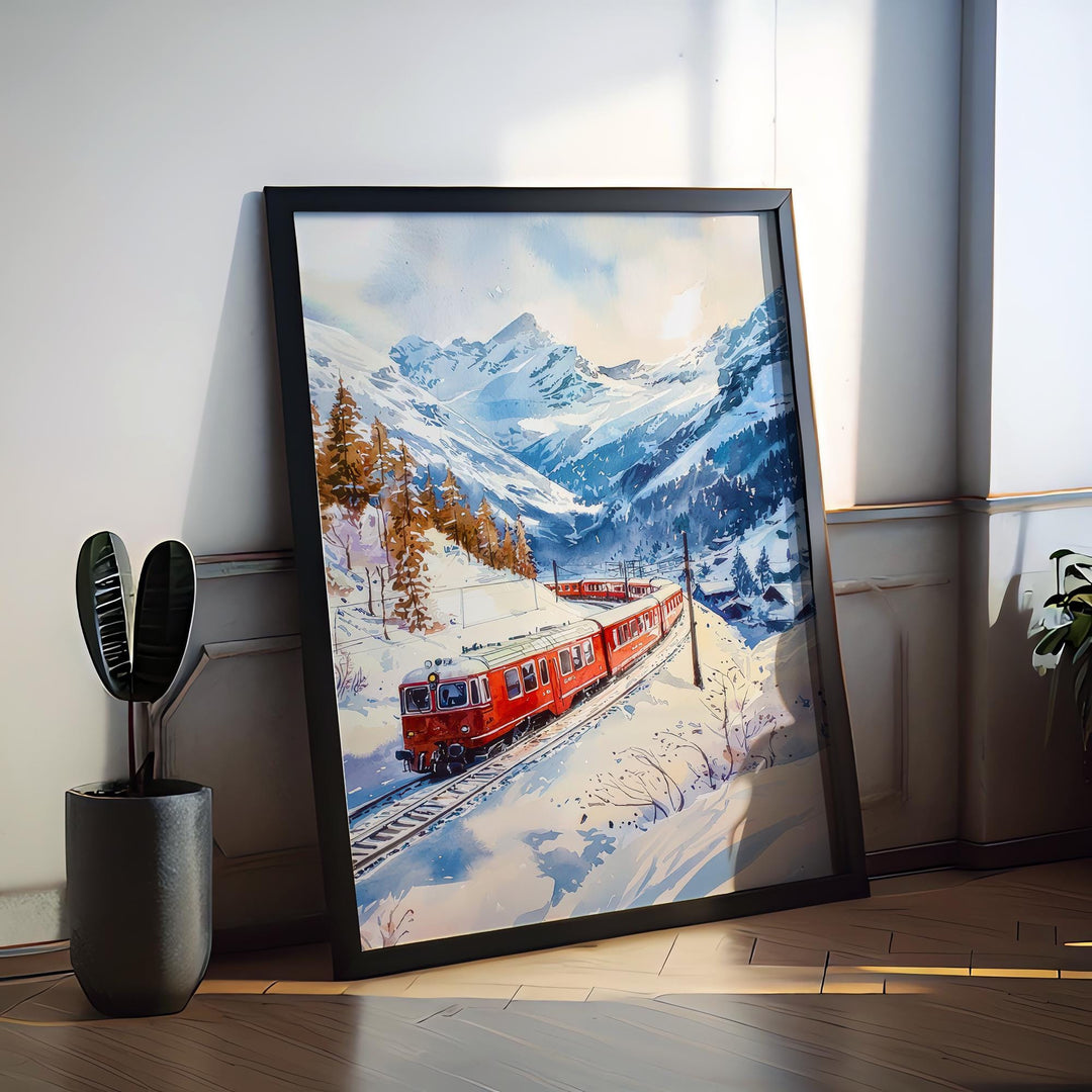 Glacier Express watercolor poster Wall Art Glacier Express Wall Hanging Home Décor Glacier Express Gift Art Lovers Switzerland Art Lover