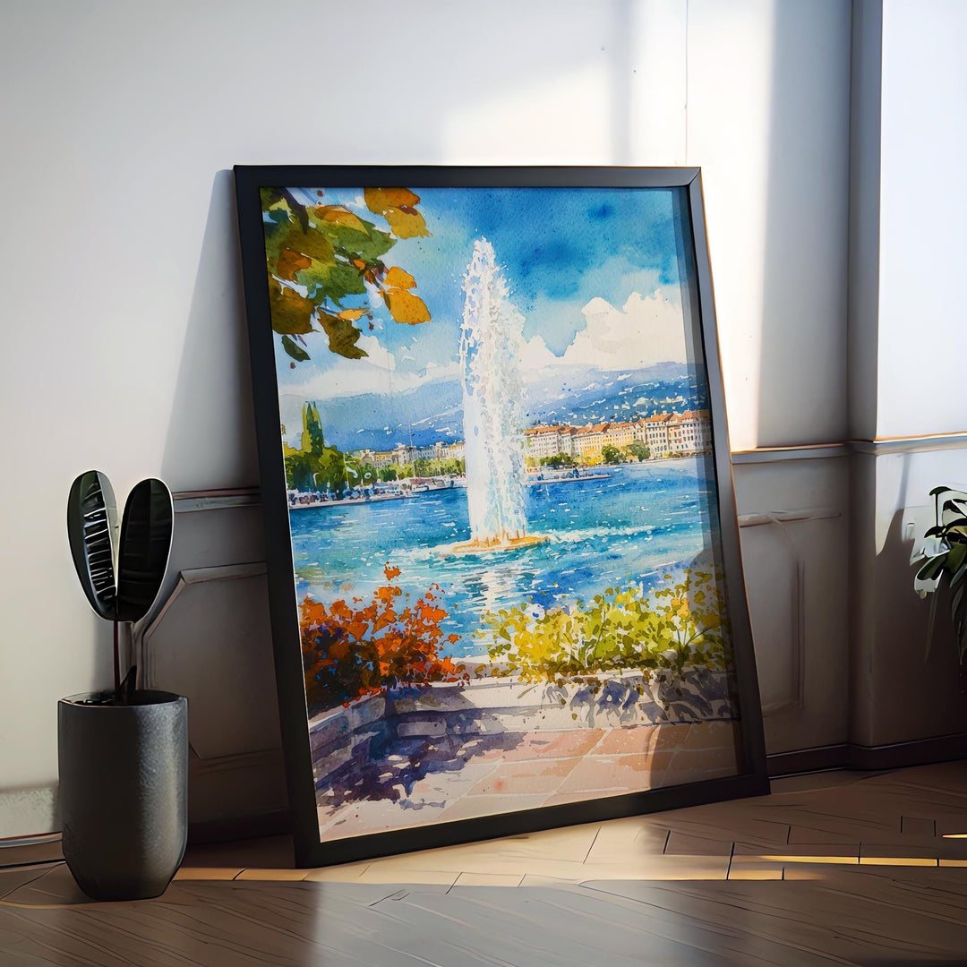 Geneva watercolor poster Wall Art Geneva Wall Hanging Home Décor Geneva Gift Art Lovers Switzerland Art Lover Gift Switzerland wall art