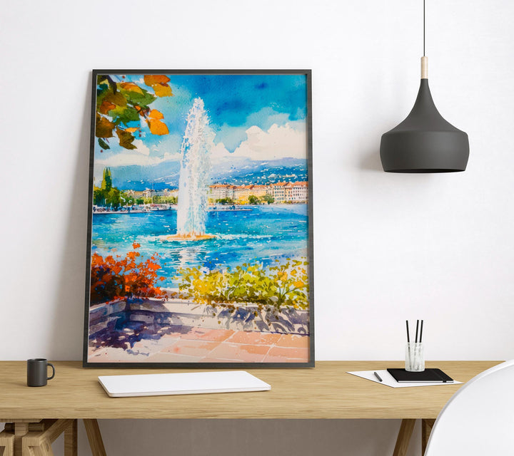 Geneva watercolor poster Wall Art Geneva Wall Hanging Home Décor Geneva Gift Art Lovers Switzerland Art Lover Gift Switzerland wall art