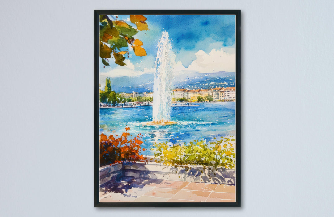 Geneva watercolor poster Wall Art Geneva Wall Hanging Home Décor Geneva Gift Art Lovers Switzerland Art Lover Gift Switzerland wall art