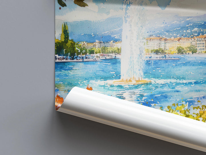 Geneva watercolor poster Wall Art Geneva Wall Hanging Home Décor Geneva Gift Art Lovers Switzerland Art Lover Gift Switzerland wall art
