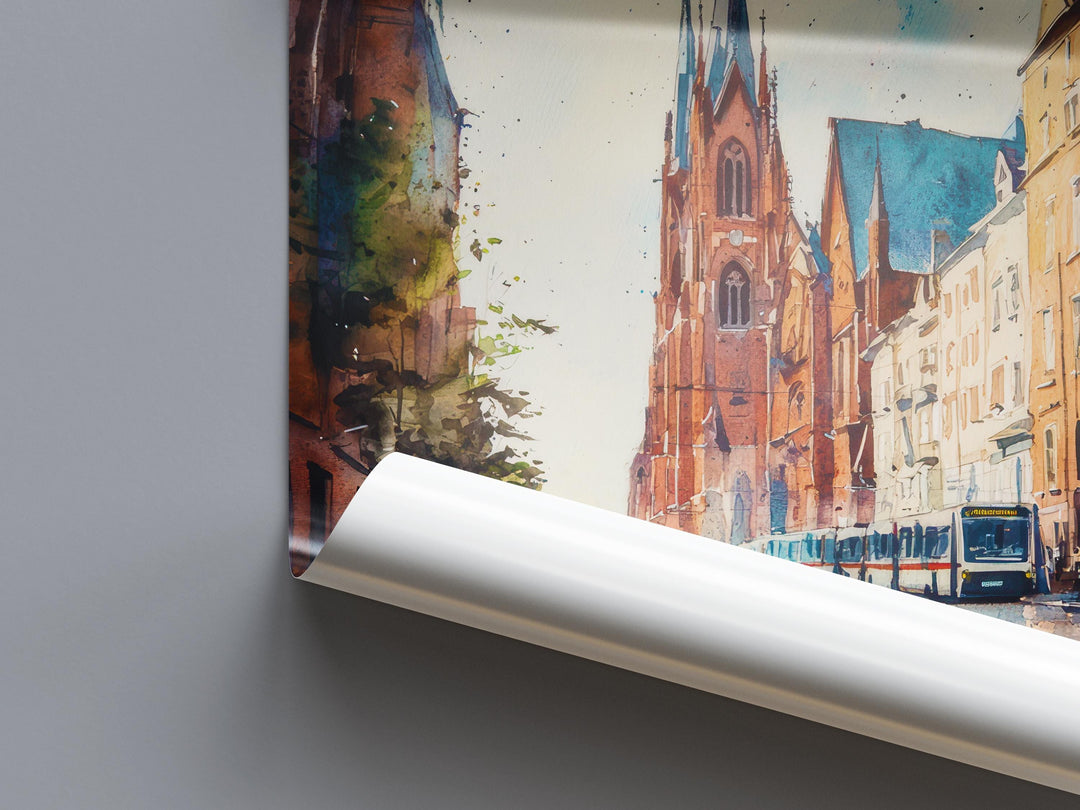 Osijek Watercolor Poster Wall Art Osijek Wall Hanging Home Décor Osijek Gift Art Lovers Croatia Wall Art