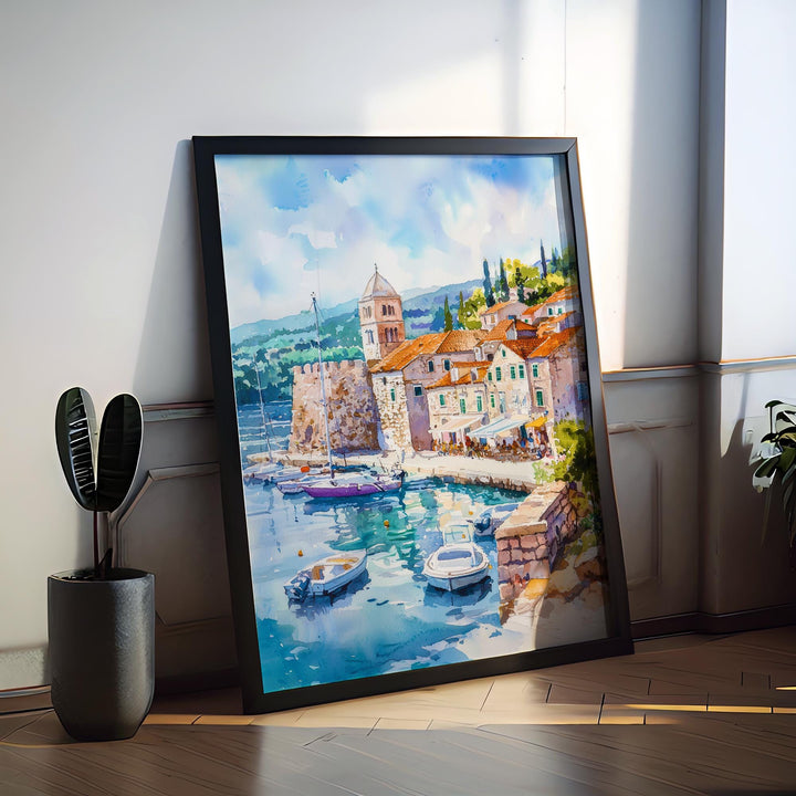 Hvar Watercolor Poster Wall Art Hvar Wall Hanging Home Décor Hvar Gift Art Lovers Croatia Wall Art