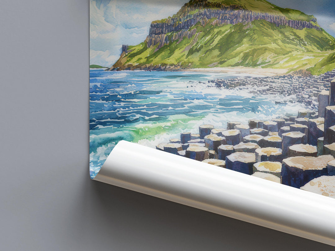 Giants Causeway Watercolor Poster Wall Art Giants Causeway Wall Hanging Home Décor Giants Causeway Gift Art Lovers United Kingdom Wall Art