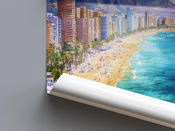 Costa Blanca Watercolor Poster Spain Travel Print Wall Art Home Decor Gift Valencian Beaches Sun Wall Decor Hanging