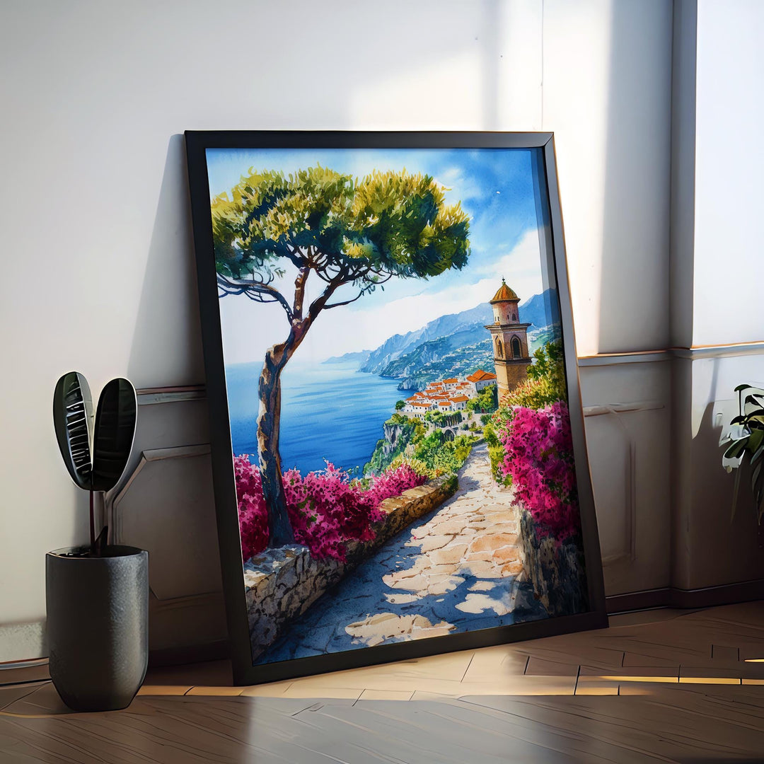 Ravello Watercolor Poster Wall Art Ravello Wall Hanging Home Décor Ravello Gift Art Lovers Italy Art Lover Gift, Italian Cityscape Print