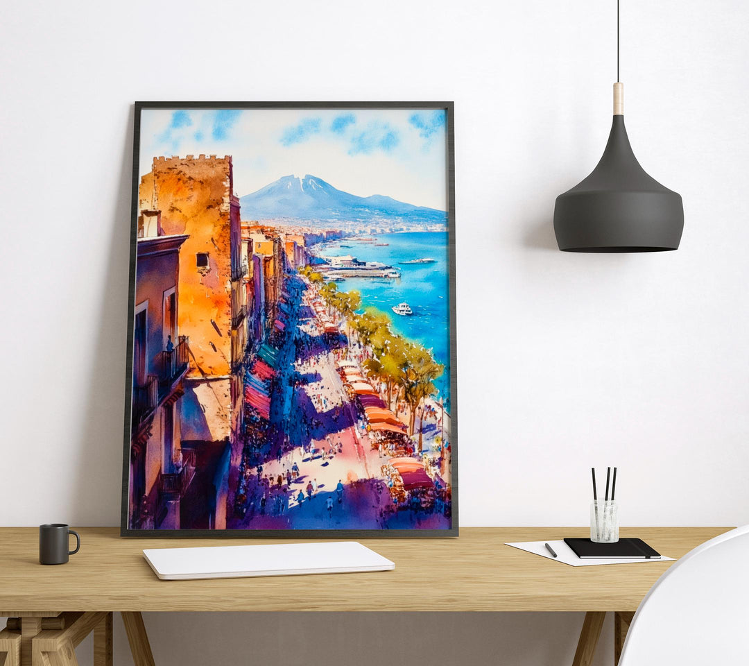 Naples Watercolor Poster Wall Art Naples Wall Hanging Home Décor Naples Gift Art Lovers Italy Art Lover Gift, Italian Cityscape Travel Print