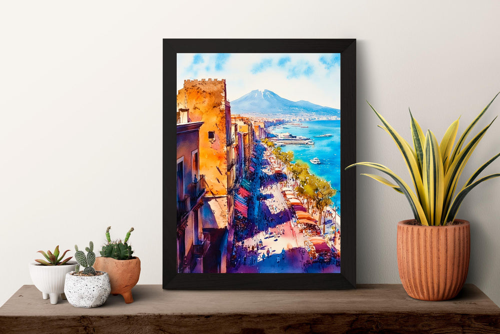 Naples Watercolor Poster Wall Art Naples Wall Hanging Home Décor Naples Gift Art Lovers Italy Art Lover Gift, Italian Cityscape Travel Print