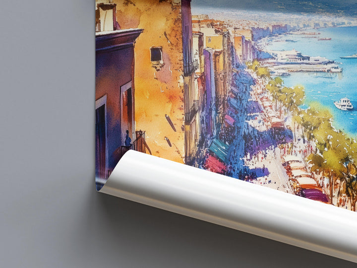 Naples Watercolor Poster Wall Art Naples Wall Hanging Home Décor Naples Gift Art Lovers Italy Art Lover Gift, Italian Cityscape Travel Print