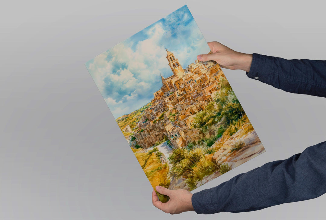 Matera Watercolor Poster Wall Art Matera Wall Hanging Home Décor Matera Gift Art Lovers Italy Art Lover Gift, Italian Cityscape Travel Print