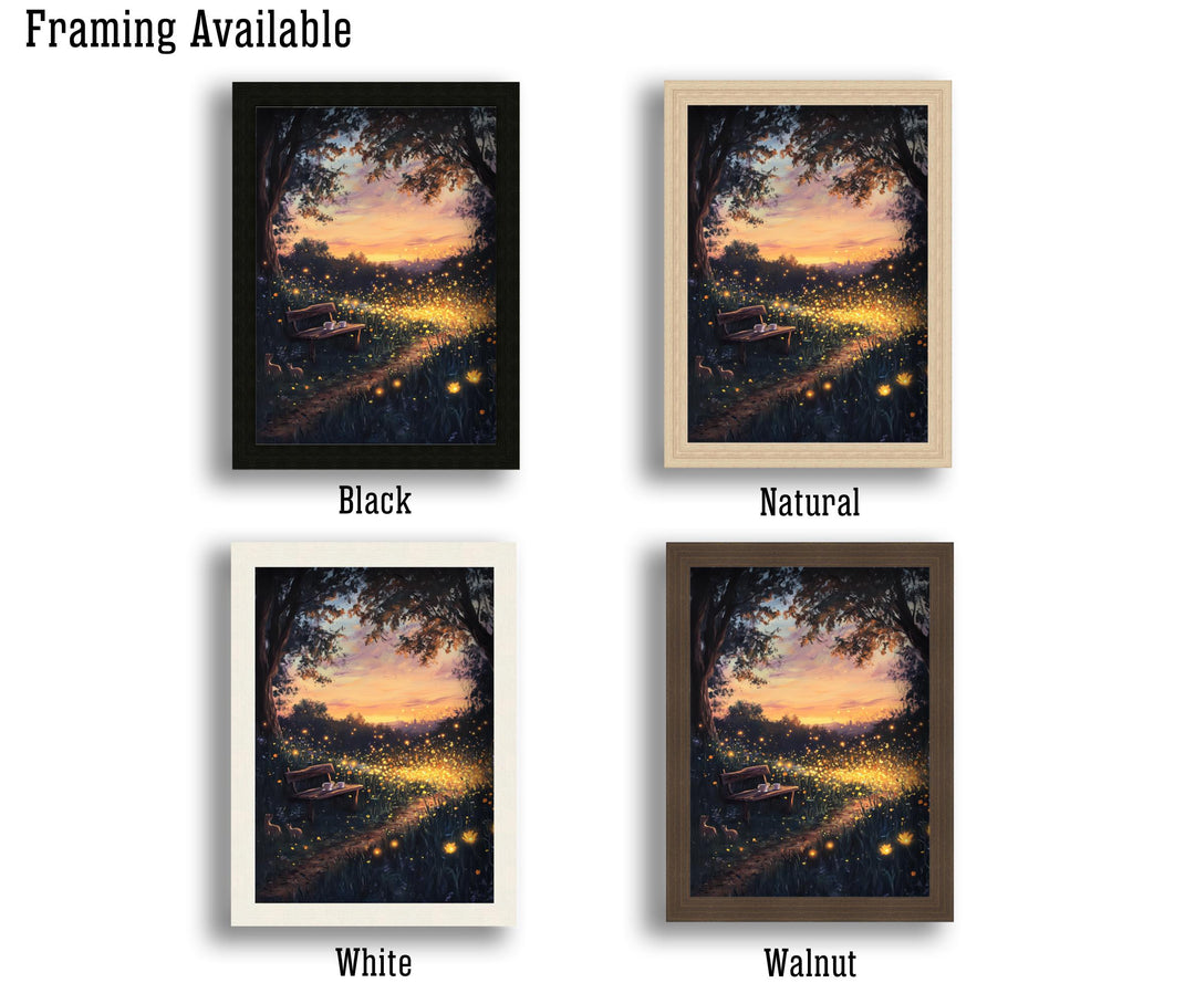 Buttercup Fireflies Print: Vintage Cottagecore Nature Art