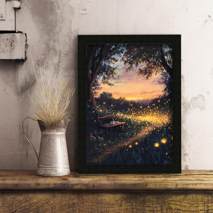 Buttercup Fireflies Print: Vintage Cottagecore Nature Art