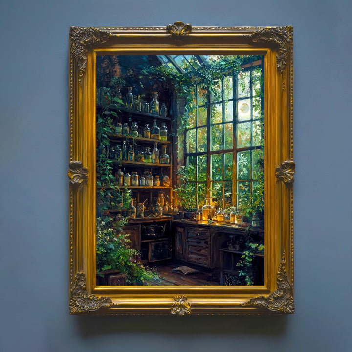 Witches Greenhouse Botanical Print, Dark Academia Cottagecore Wall Art