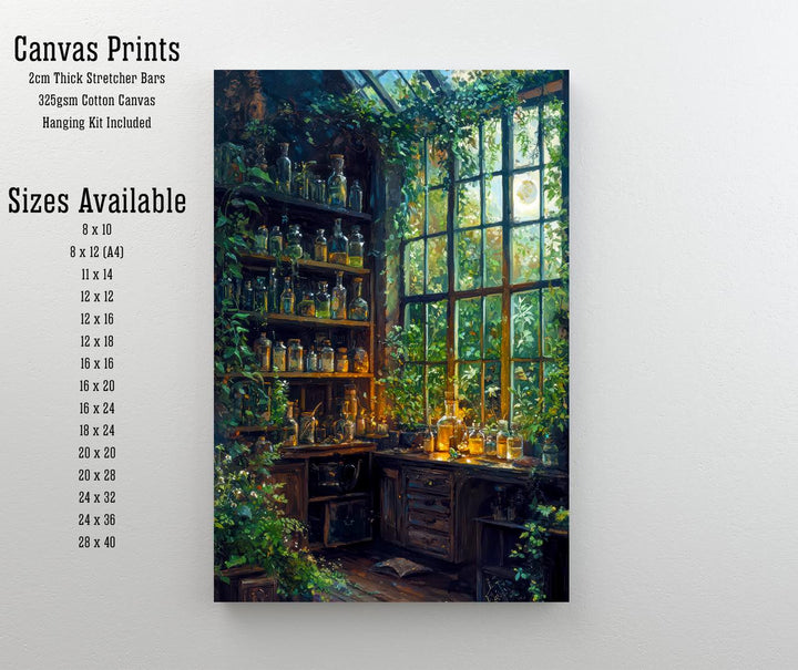 Witches Greenhouse Botanical Print, Dark Academia Cottagecore Wall Art