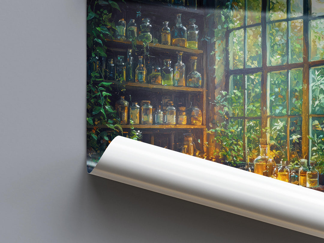 Witches Greenhouse Botanical Print, Dark Academia Cottagecore Wall Art