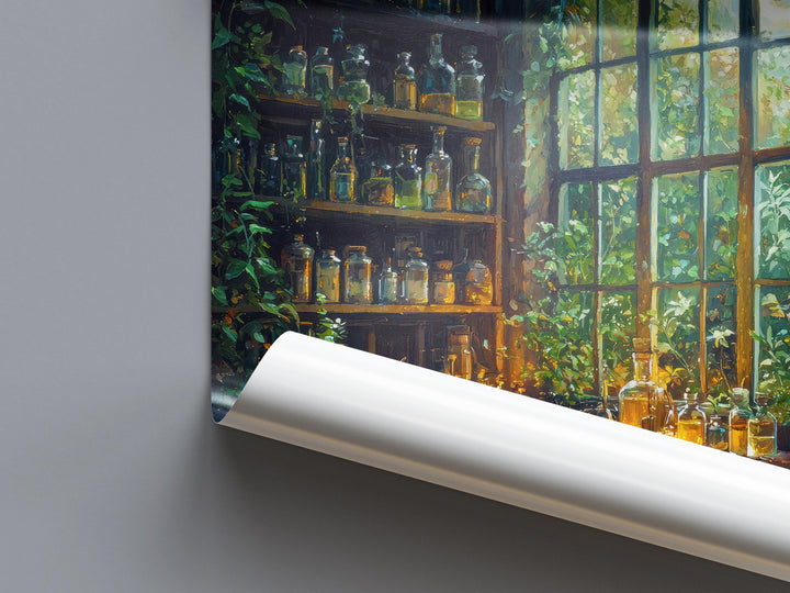 Witches Greenhouse Botanical Print, Dark Academia Cottagecore Wall Art