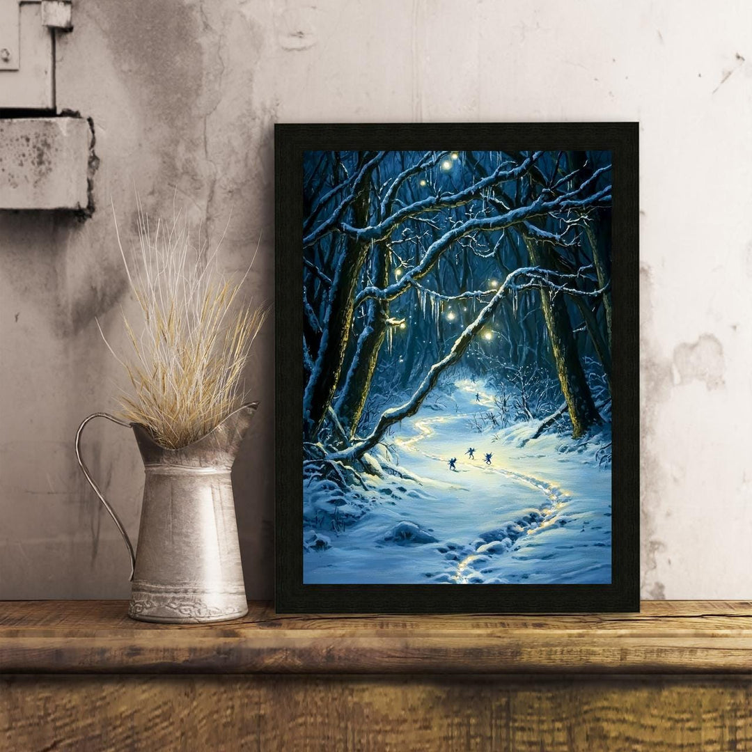 Winter Fairies Art Print | Enchanted Cottagecore Snow Scene