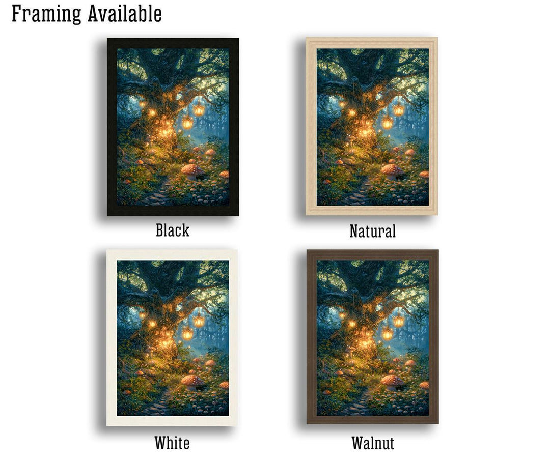 Mystic Oak Tree Art Print, Enchanted Forest, Cottagecore Decor
