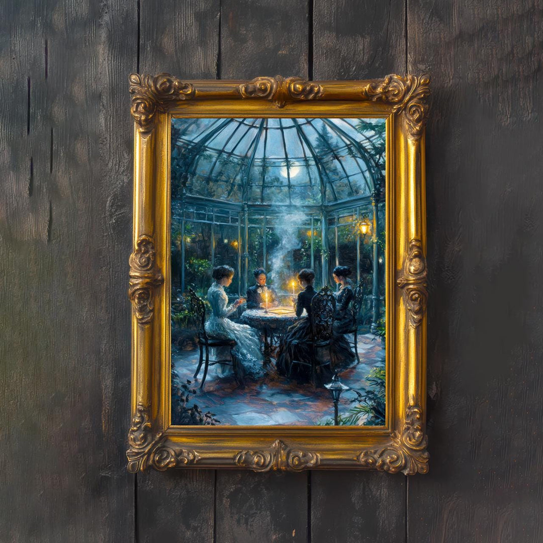 Witch Meeting Poster Magical Gathering Artwork Dark Academia Wall Art Enchanted Nature Illustration Witchcore Decor Vintage Fantasy