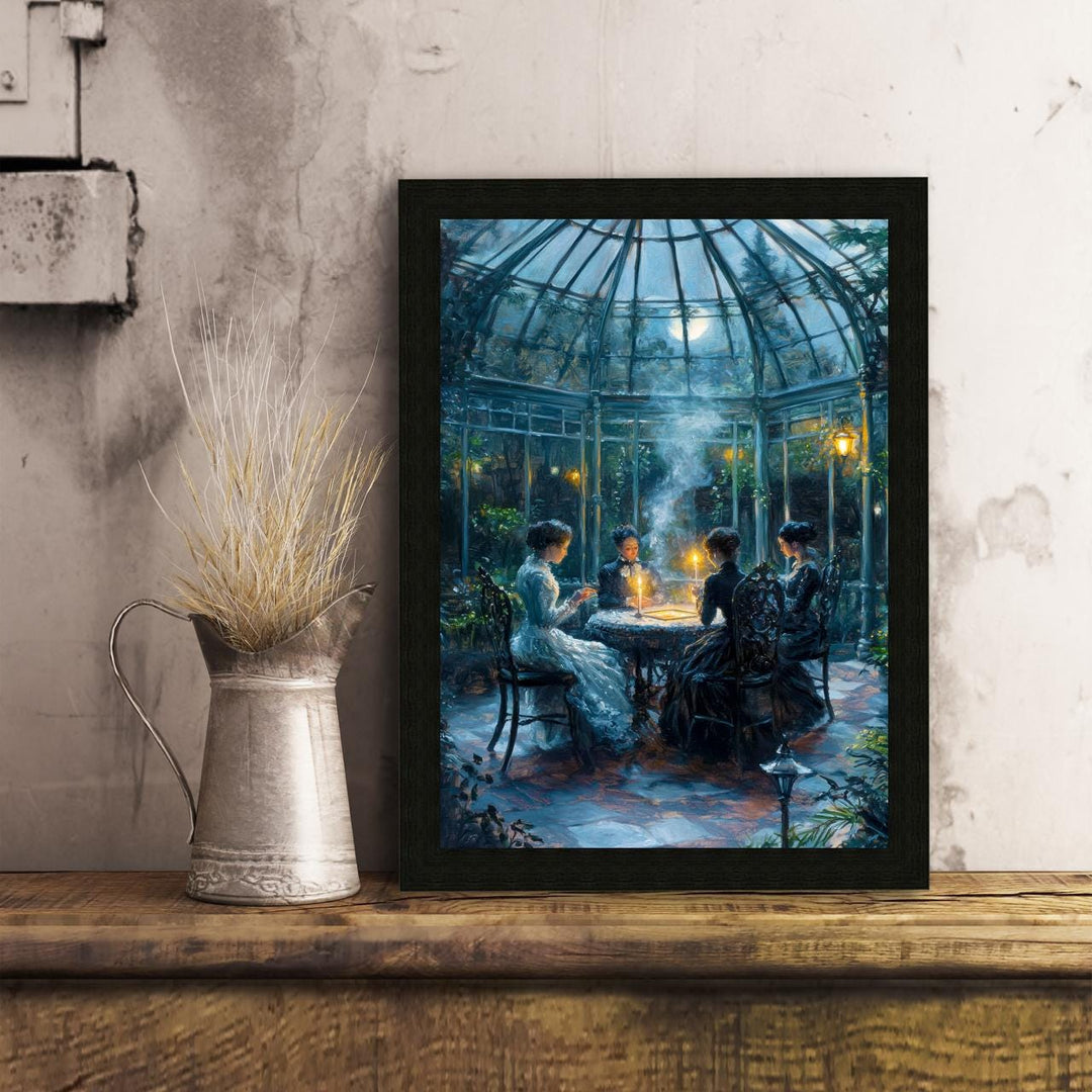 Witch Meeting Poster Magical Gathering Artwork Dark Academia Wall Art Enchanted Nature Illustration Witchcore Decor Vintage Fantasy