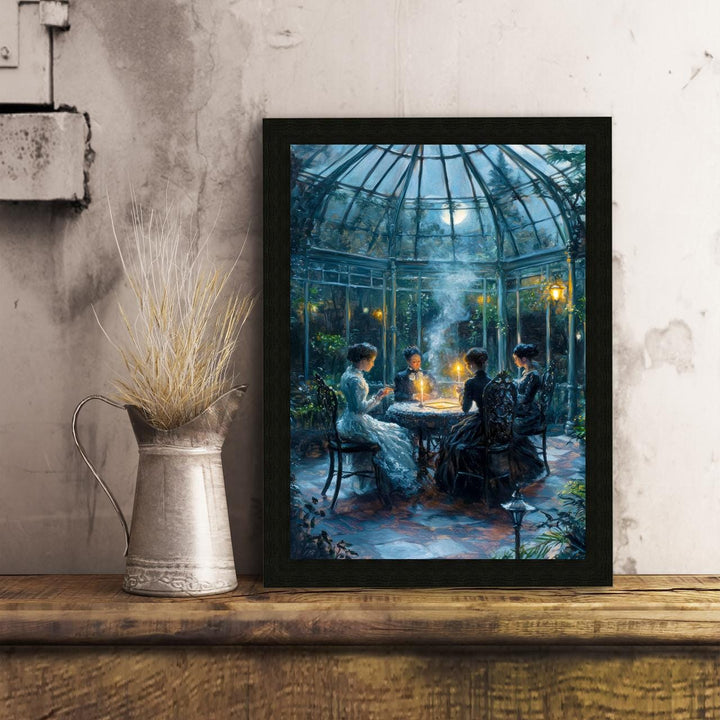 Witch Meeting Poster Magical Gathering Artwork Dark Academia Wall Art Enchanted Nature Illustration Witchcore Decor Vintage Fantasy