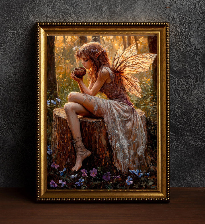 Broken Fairy Poster Enchanted Woodland Artwork Magical Nature Illustration Cottagecore Wall Art Whimsical Fantasy Print Vintage Fairycore