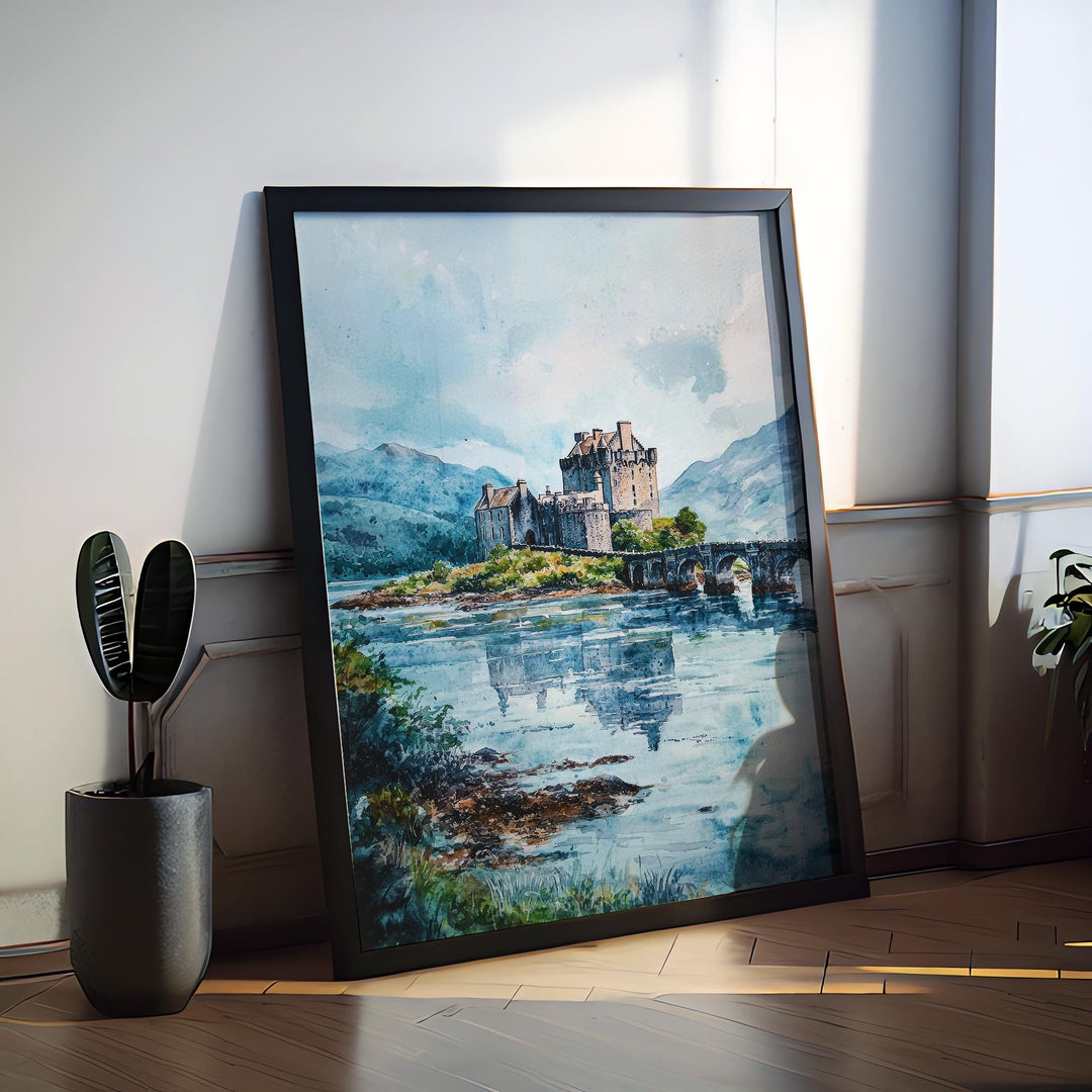 Eilean Donan watercolor poster Wall Art Eilean Donan Wall Hanging Home Décor Eilean Donan Gift Art Lovers Scotland Art Lover Gift Scotland