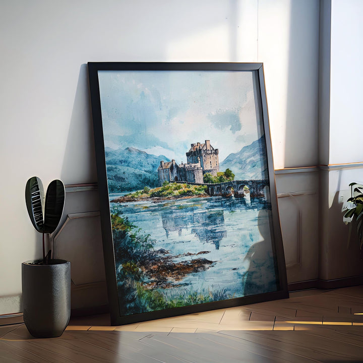Eilean Donan watercolor poster Wall Art Eilean Donan Wall Hanging Home Décor Eilean Donan Gift Art Lovers Scotland Art Lover Gift Scotland