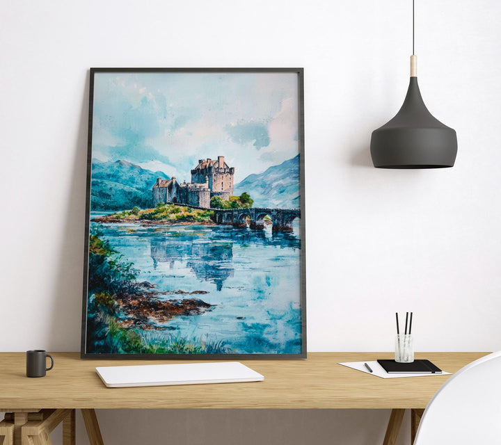 Eilean Donan watercolor poster Wall Art Eilean Donan Wall Hanging Home Décor Eilean Donan Gift Art Lovers Scotland Art Lover Gift Scotland