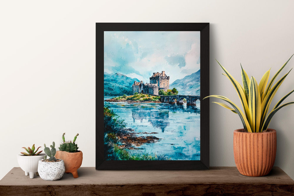 Eilean Donan watercolor poster Wall Art Eilean Donan Wall Hanging Home Décor Eilean Donan Gift Art Lovers Scotland Art Lover Gift Scotland