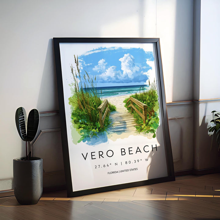 Vero Beach Watercolor Poster Wall Art Vero Beach Wall Decor Home Décor Vero Beach Gift USA Art Lover Gift, Travel Souvenir Print