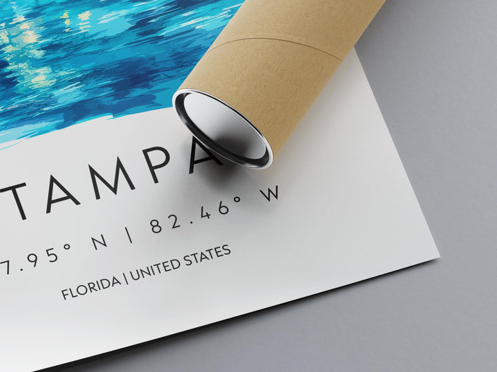 Tampa Watercolor Poster Wall Art Tampa Wall Decor Home Décor Tampa Gift USA Art Lover Gift, Travel Souvenir Print