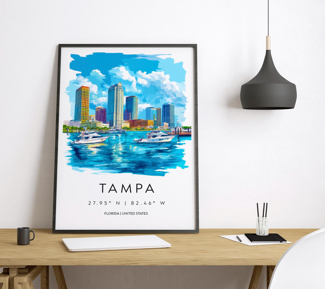 Tampa Watercolor Poster Wall Art Tampa Wall Decor Home Décor Tampa Gift USA Art Lover Gift, Travel Souvenir Print