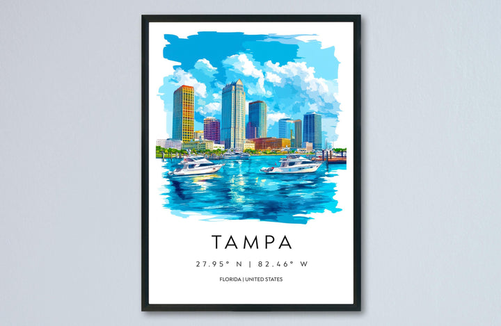 Tampa Watercolor Poster Wall Art Tampa Wall Decor Home Décor Tampa Gift USA Art Lover Gift, Travel Souvenir Print