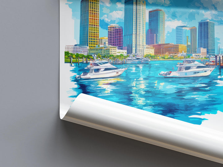 Tampa Watercolor Poster Wall Art Tampa Wall Decor Home Décor Tampa Gift USA Art Lover Gift, Travel Souvenir Print