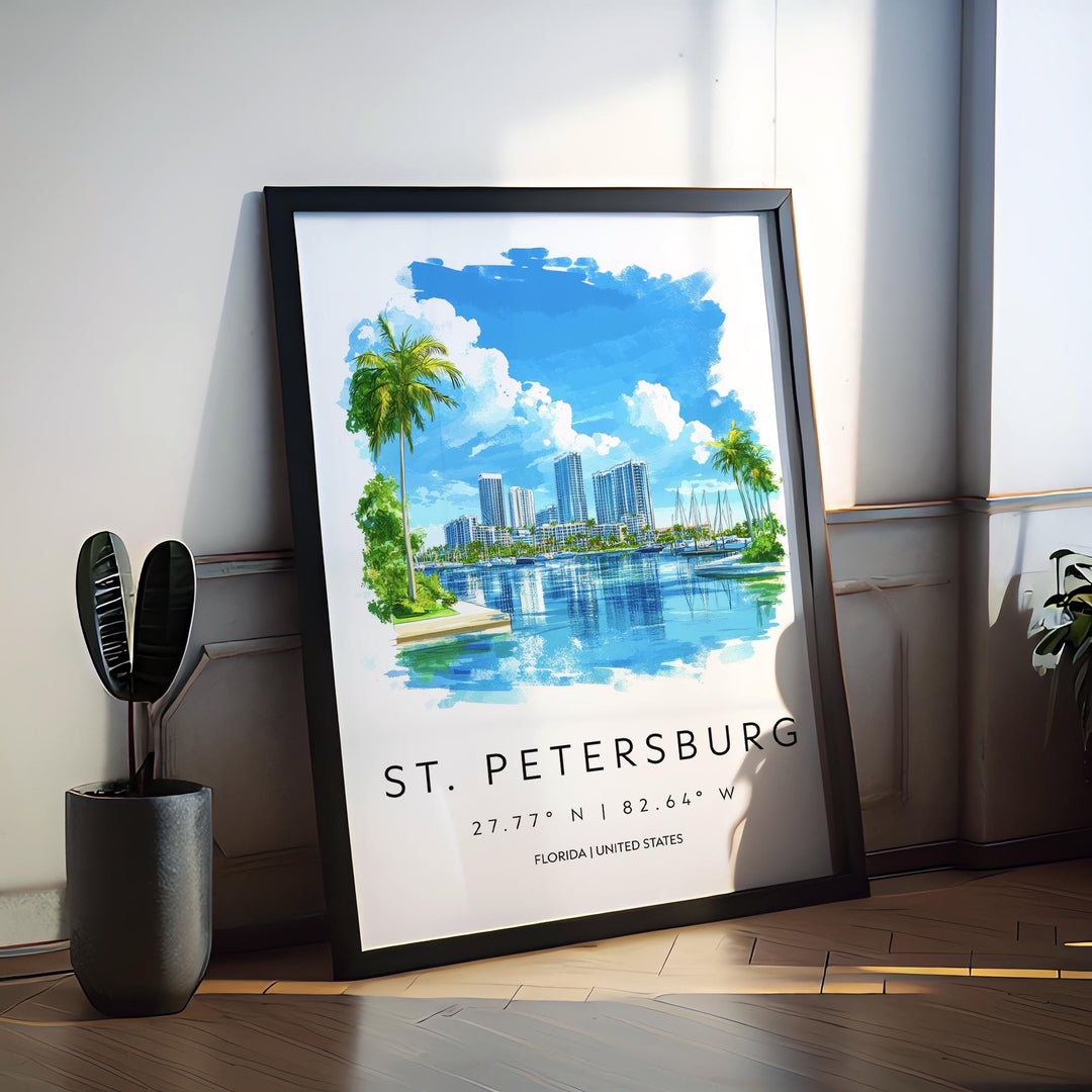 St. Petersburg Watercolor Poster Wall Art Wall Decor Home Décor St. Petersburg Gift USA Art Lover Gift, Travel Souvenir Print
