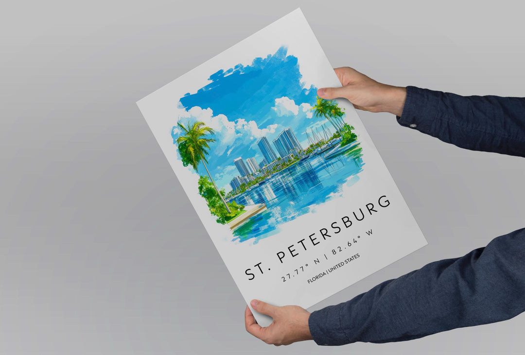 St. Petersburg Watercolor Poster Wall Art Wall Decor Home Décor St. Petersburg Gift USA Art Lover Gift, Travel Souvenir Print