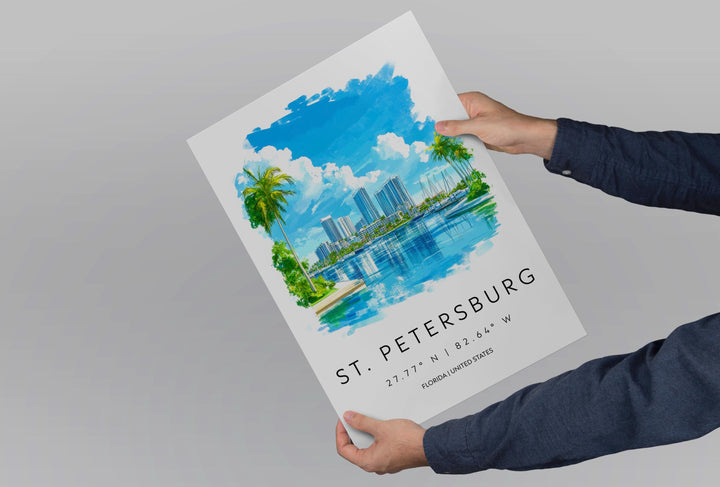 St. Petersburg Watercolor Poster Wall Art Wall Decor Home Décor St. Petersburg Gift USA Art Lover Gift, Travel Souvenir Print