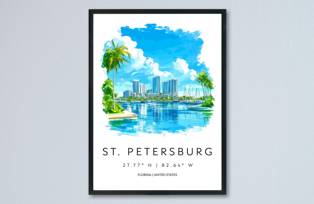 St. Petersburg Watercolor Poster Wall Art Wall Decor Home Décor St. Petersburg Gift USA Art Lover Gift, Travel Souvenir Print