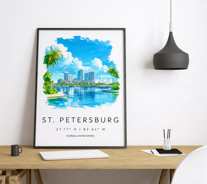 St. Petersburg Watercolor Poster Wall Art Wall Decor Home Décor St. Petersburg Gift USA Art Lover Gift, Travel Souvenir Print