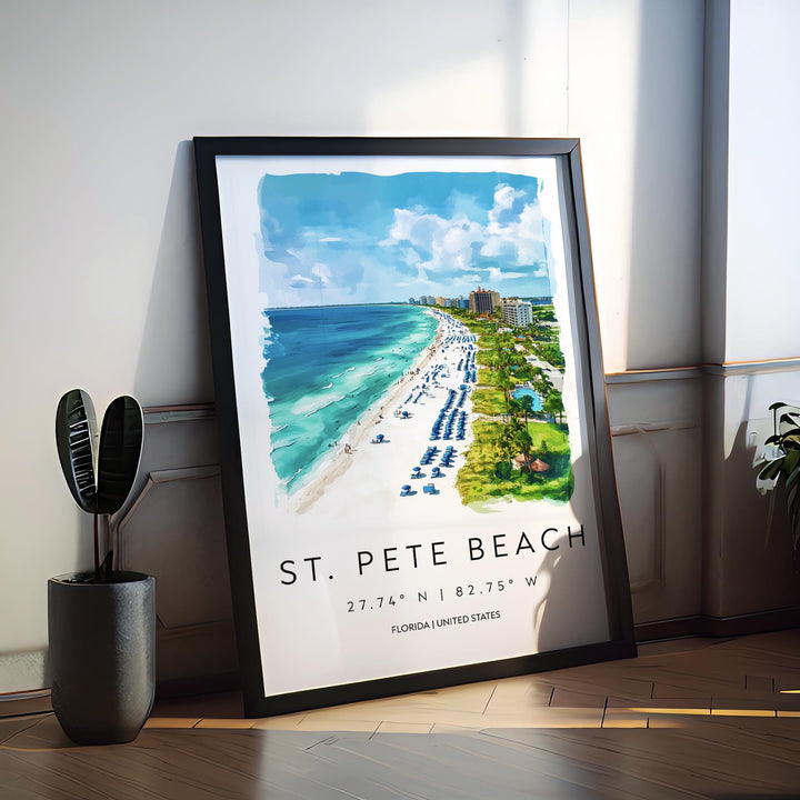 St. Pete Beach Watercolor Poster Wall Art Wall Decor Home Décor St. Pete Beach Gift USA Art Lover Gift, Travel Souvenir Print