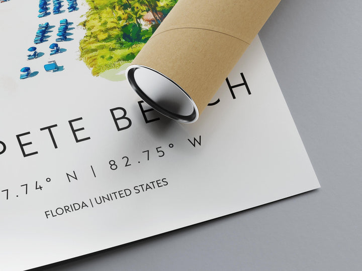 St. Pete Beach Watercolor Poster Wall Art Wall Decor Home Décor St. Pete Beach Gift USA Art Lover Gift, Travel Souvenir Print