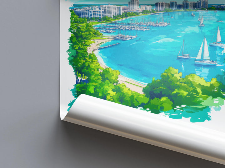 Sarasota Watercolor Poster Wall Art Florida Home Décor USA Art Lover Gift Travel Souvenir Print