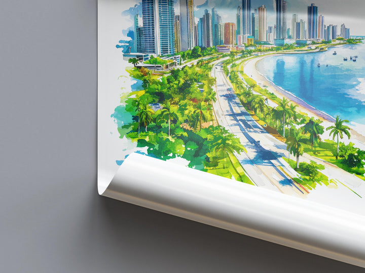 Panama City Watercolor Poster Wall Art Florida Home Décor USA Art Lover Gift, Travel Souvenir Print