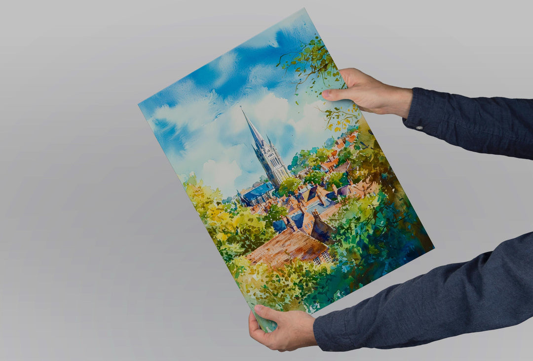 Norwich watercolor poster Wall Art Norwich Wall Hanging Home Décor Norwich Gift Art Lovers England Art Lover Gift England wall art
